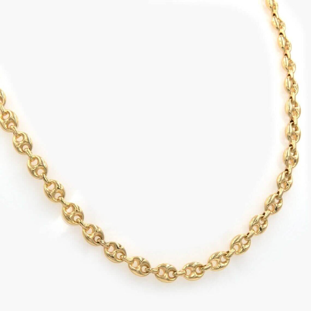 Collier et bracelet à maillons mariner bouffants en or jaune massif 14 carats de 3 mm avec fermoir mousqueton