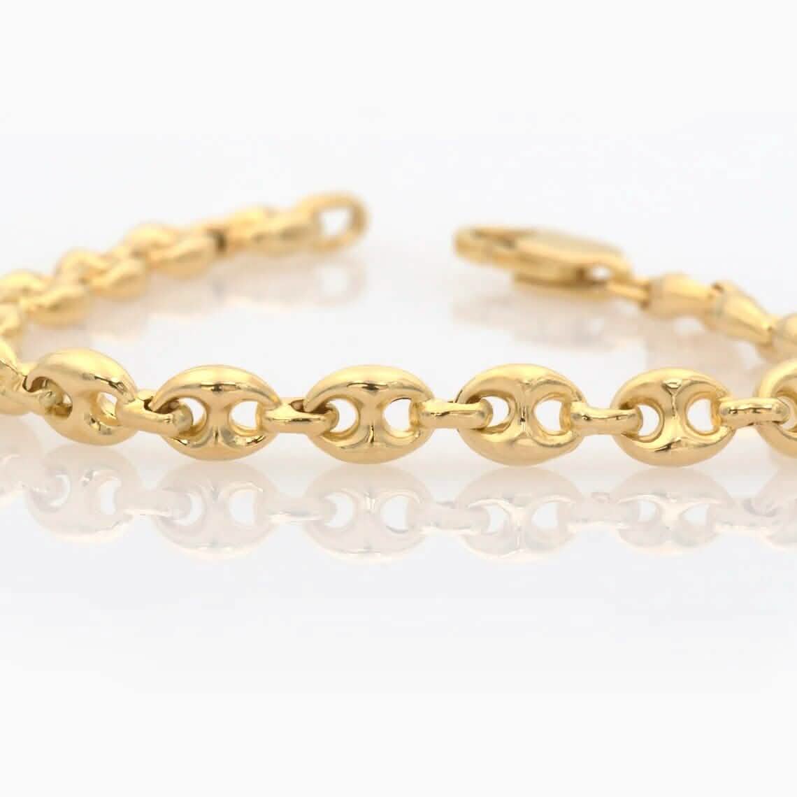 Collier et bracelet à maillons mariner bouffants en or jaune massif 14 carats de 3 mm avec fermoir mousqueton