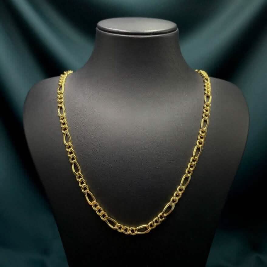 Chaîne en or massif jaune 14 carats maille Figaro 4 mm