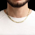 Collier chaîne maille Figaro 5 mm en or jaune massif 14 carats