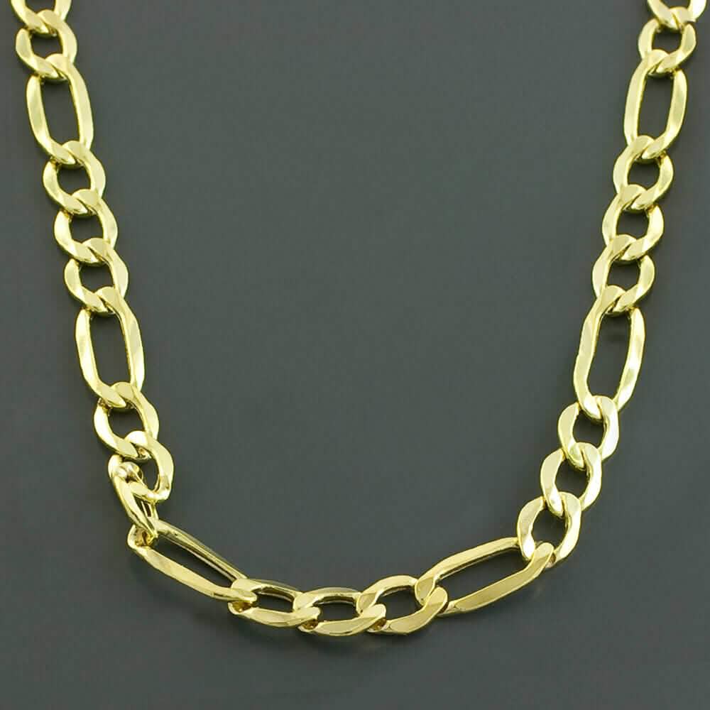 Collier chaîne Figaro épaisse en or jaune massif 14 carats
