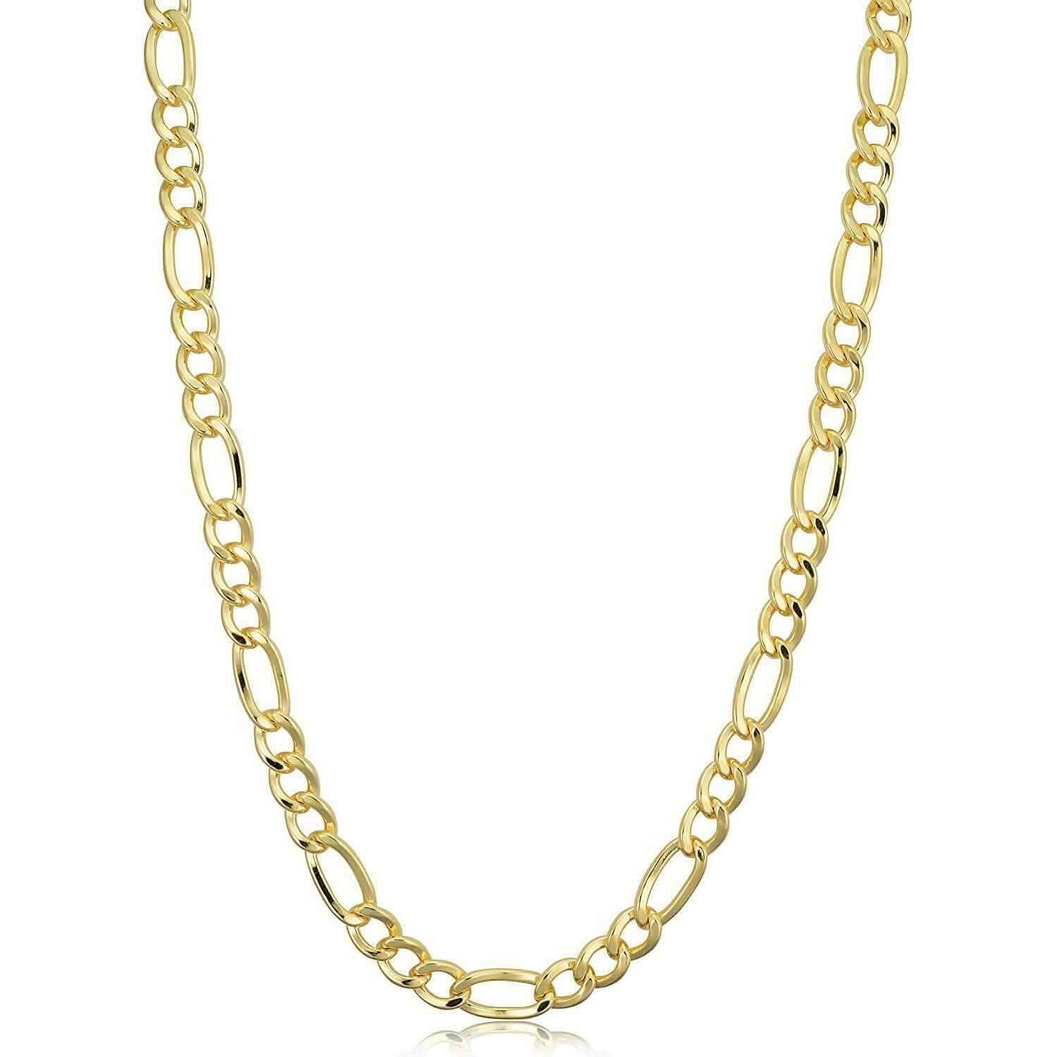 Collier chaîne Figaro épaisse en or jaune massif 14 carats