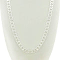 Chaîne maille gourmette en or blanc 14 carats, remplie, 24 pouces
