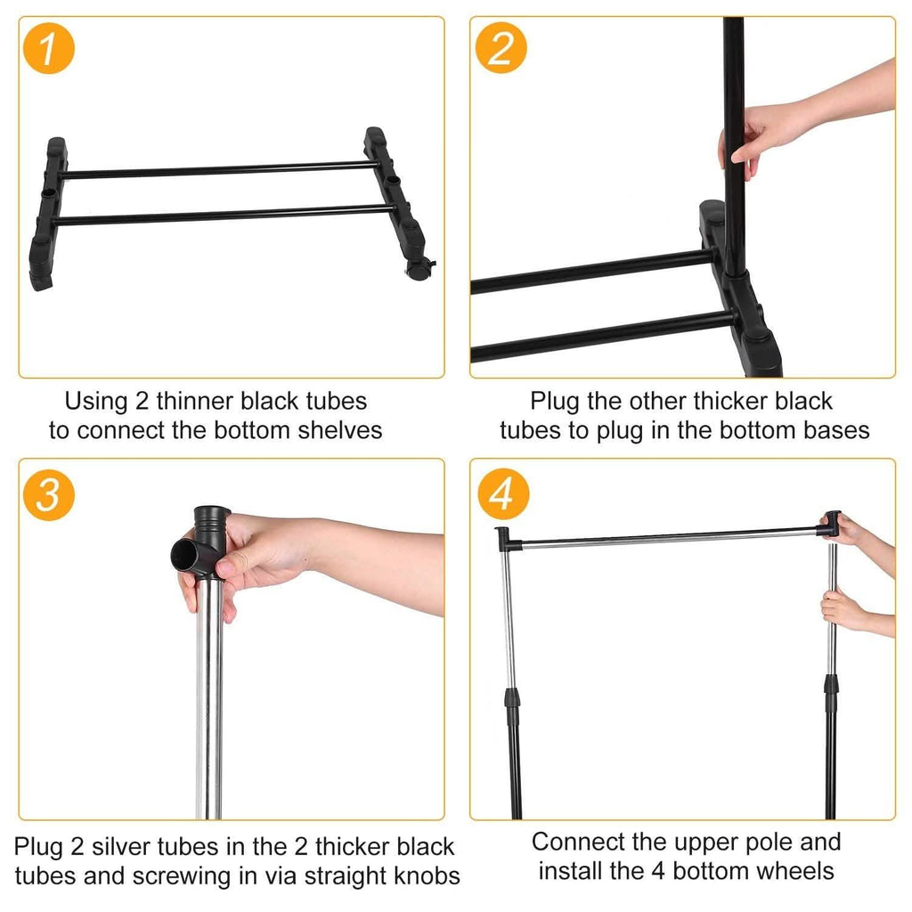 Portants réglables en hauteur pour vêtements, capacité de 15 kg/33 lb