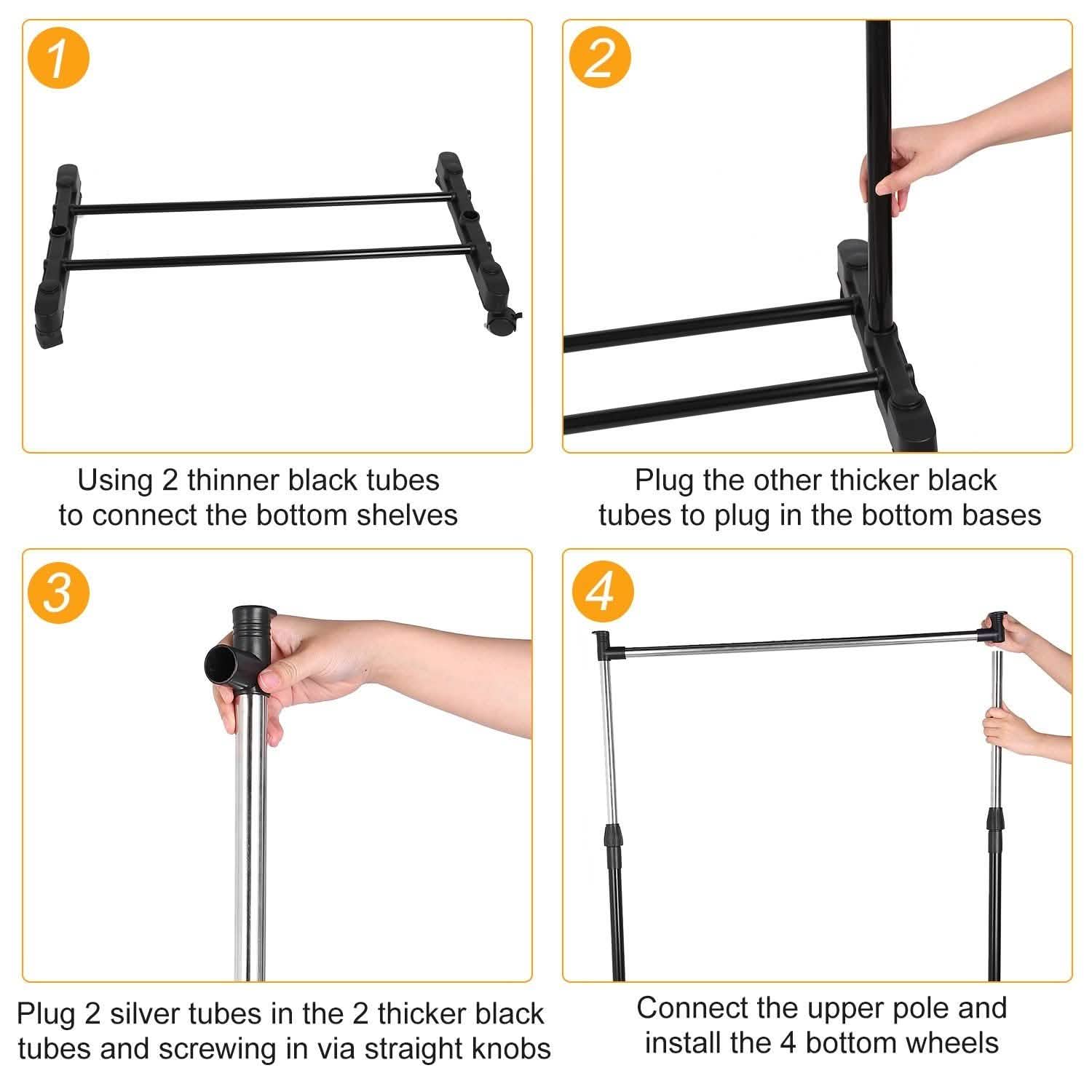 Portants réglables en hauteur pour vêtements, capacité de 15 kg/33 lb