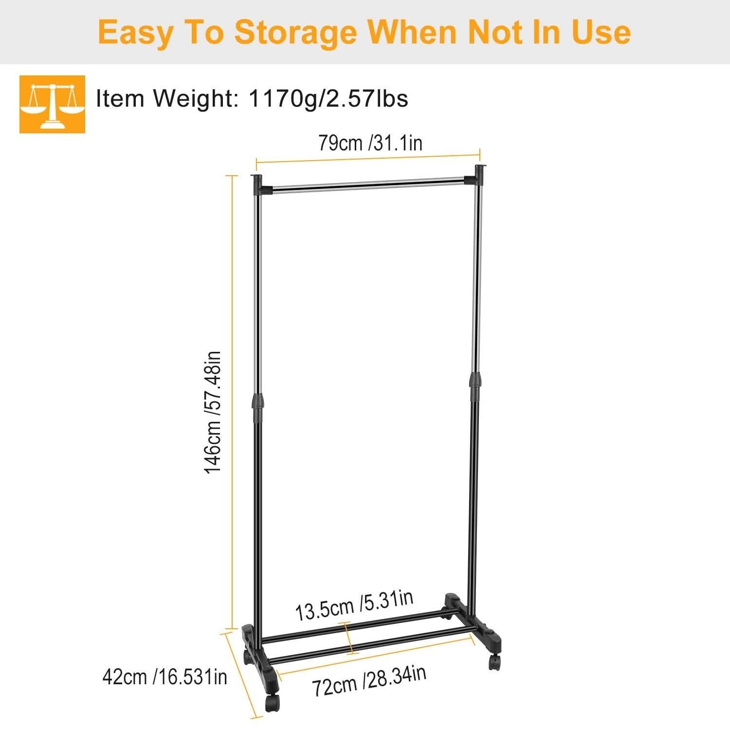 Portants réglables en hauteur pour vêtements, capacité de 15 kg/33 lb