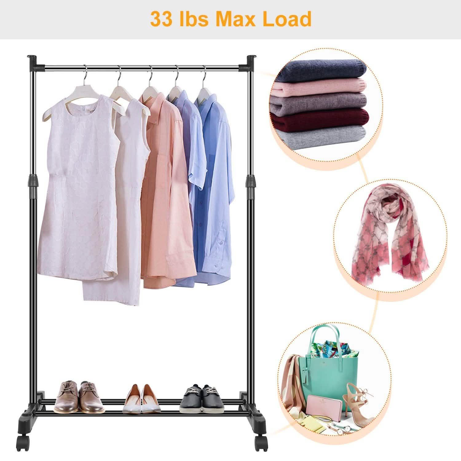 Portants réglables en hauteur pour vêtements, capacité de 15 kg/33 lb