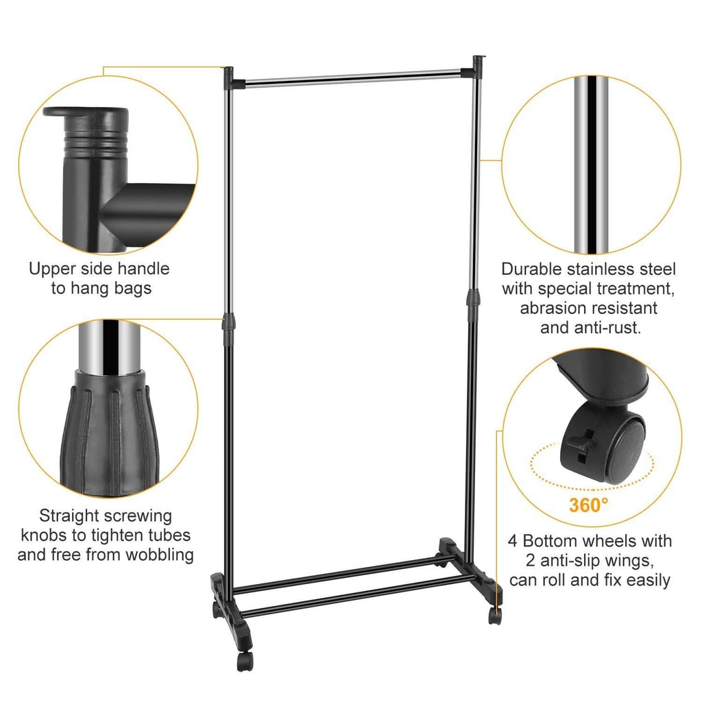 Portants réglables en hauteur pour vêtements, capacité de 15 kg/33 lb