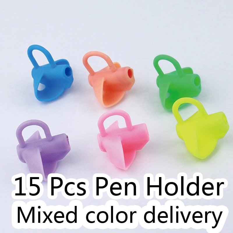 Lot de 15 porte-crayons pour écoliers, enfants, aide à l'apprentissage, support ergonomique en silicone pour stylo, correcteur de posture, outil d'écriture