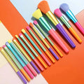 15 pièces : Ensemble de pinceaux de maquillage de haute qualité aux couleurs arc-en-ciel