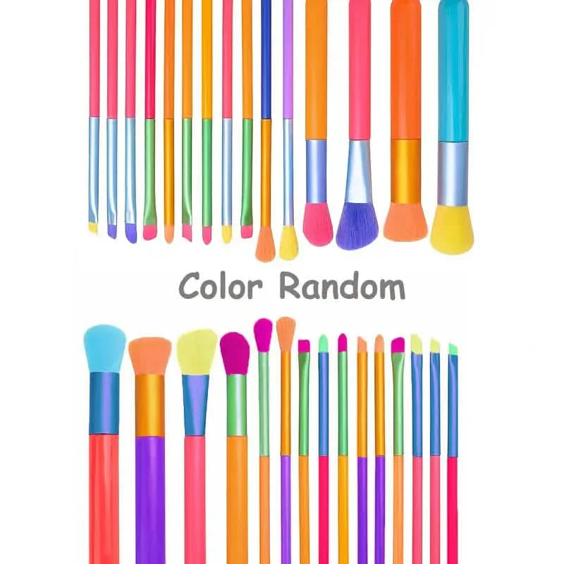 15 pièces : Ensemble de pinceaux de maquillage de haute qualité aux couleurs arc-en-ciel