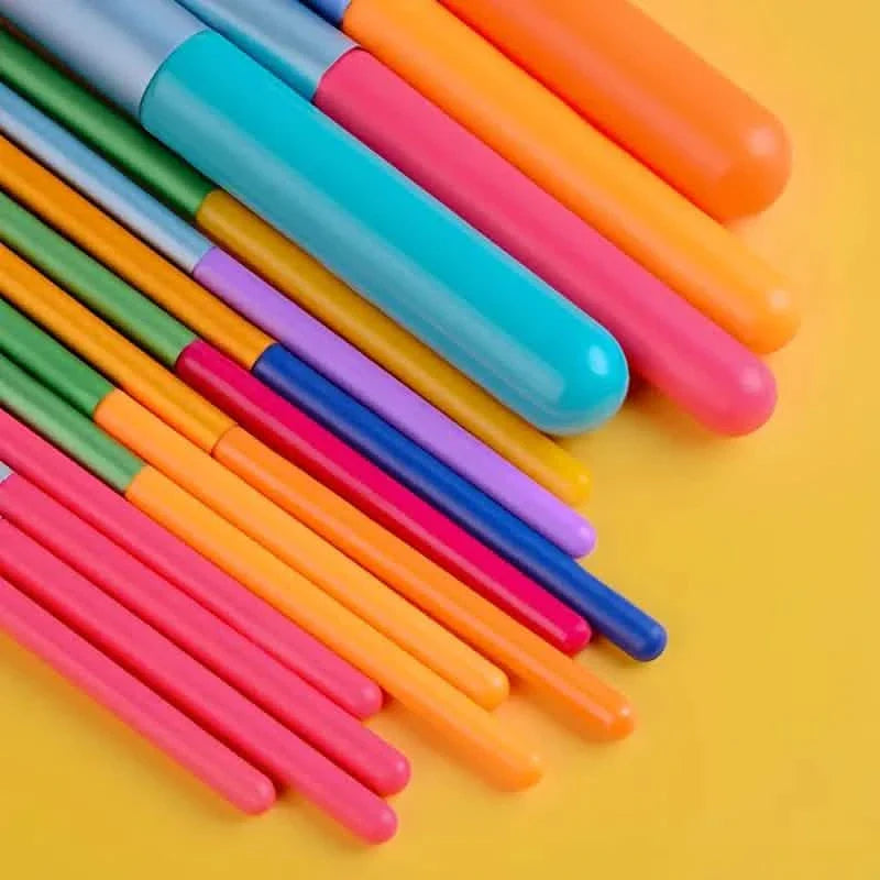 15 pièces : Ensemble de pinceaux de maquillage de haute qualité aux couleurs arc-en-ciel