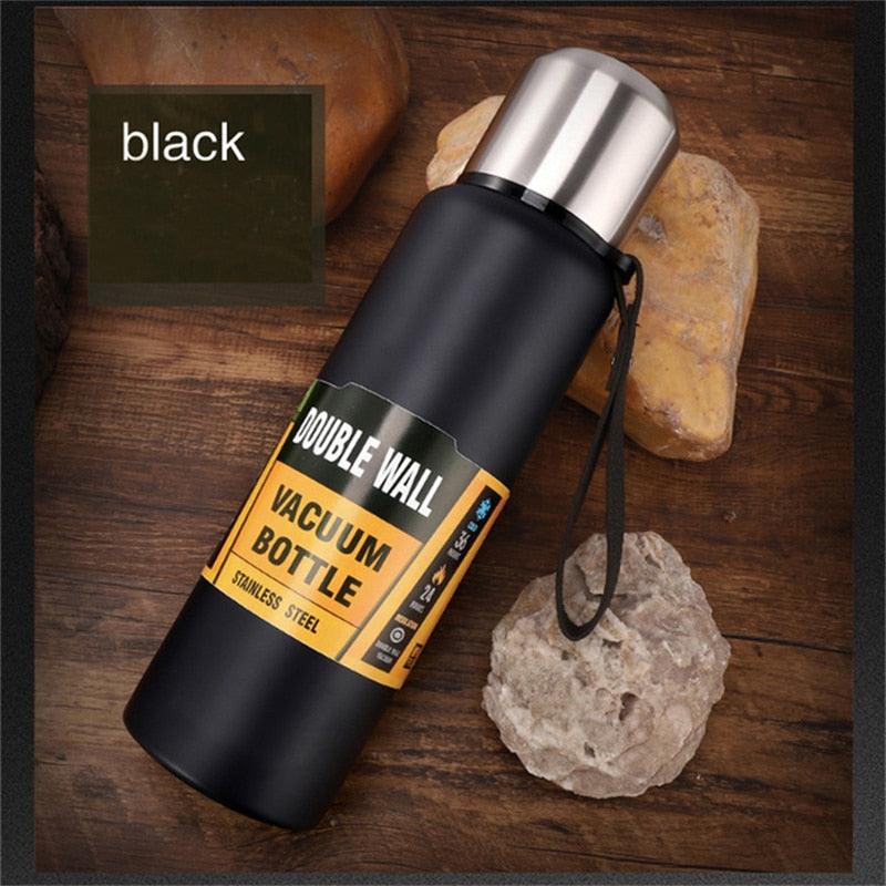 Bouteille d'eau de 1500 ml en acier inoxydable, gourde isotherme, grande capacité, tasse thermique pour le sport et le cyclisme, bouteille sous vide isotherme à large ouverture, sans BPA.