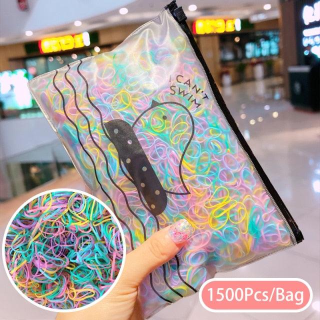 1500 Pièces/Sac Élastiques Colorés Jetables pour Filles, Petits Élastiques à Cheveux pour Enfants, Attaches Queue de Cheval, Accessoires pour Cheveux pour Femmes et Filles