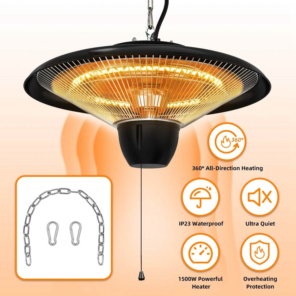 Lampe chauffante électrique murale d'extérieur ultra-silencieuse de 1500 W pour patio
