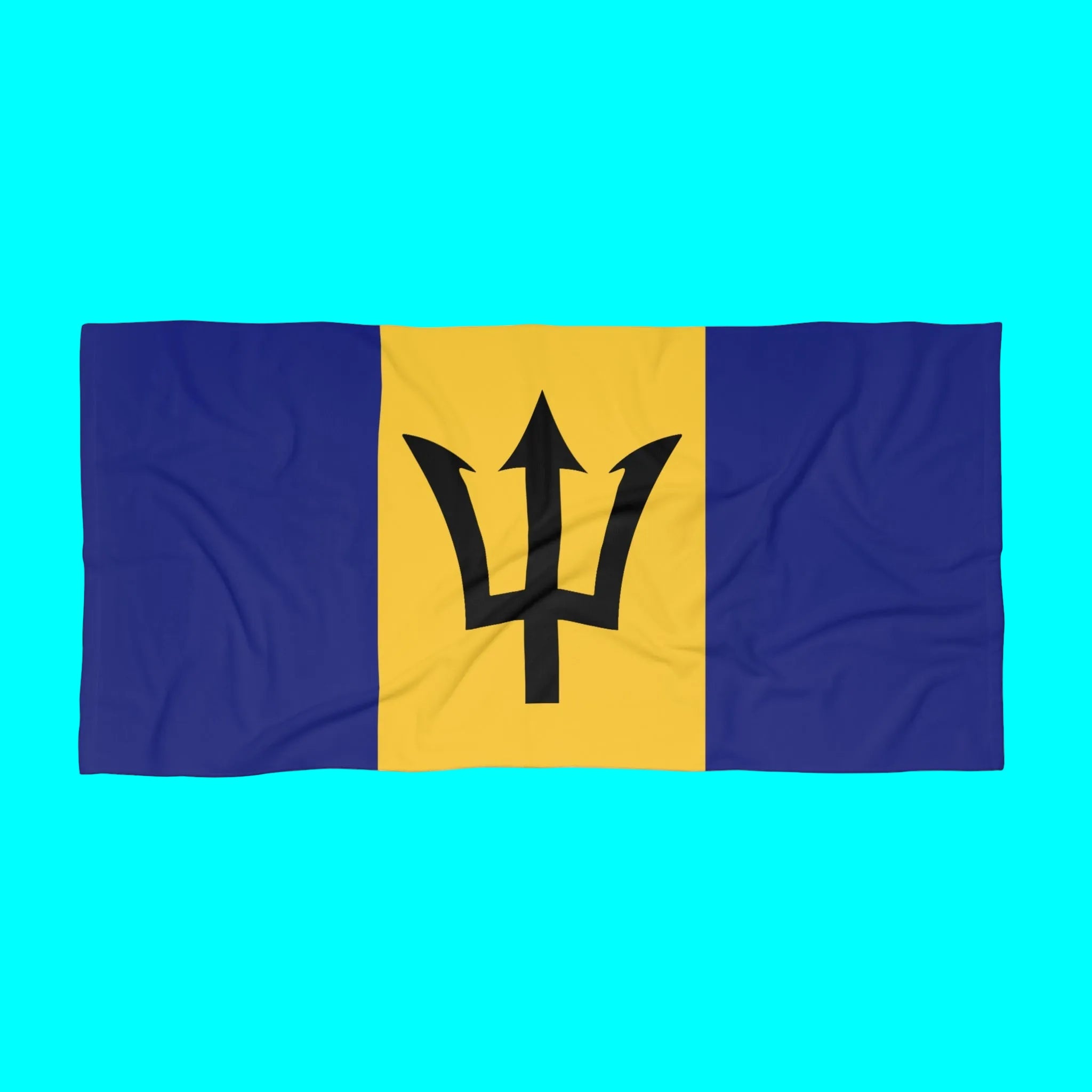 Serviette de plage drapeau de la Barbade | Qualité et durabilité - 2 tailles | Fierté barbadienne | Cadeau pour les Barbadiens