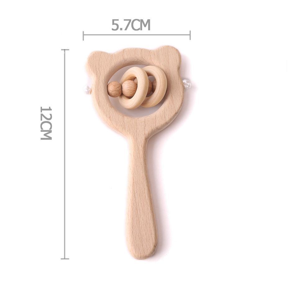Hochet en bois moderne, Hêtre Ours, Anneau de dentition en bois, Jouets éducatifs pour bébés et enfants