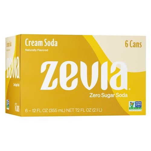 Zevia Soda Zéro Calorie, Crème Soda, Canettes de 355 ml (Paquet de 6)
