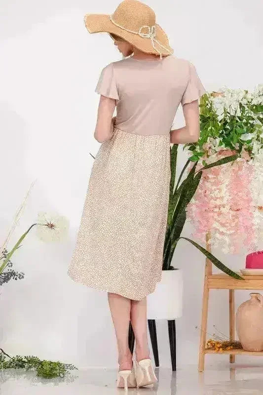 Robe Midi à Pois avec Manches Papillon et Poches Grande Taille - Femstylo