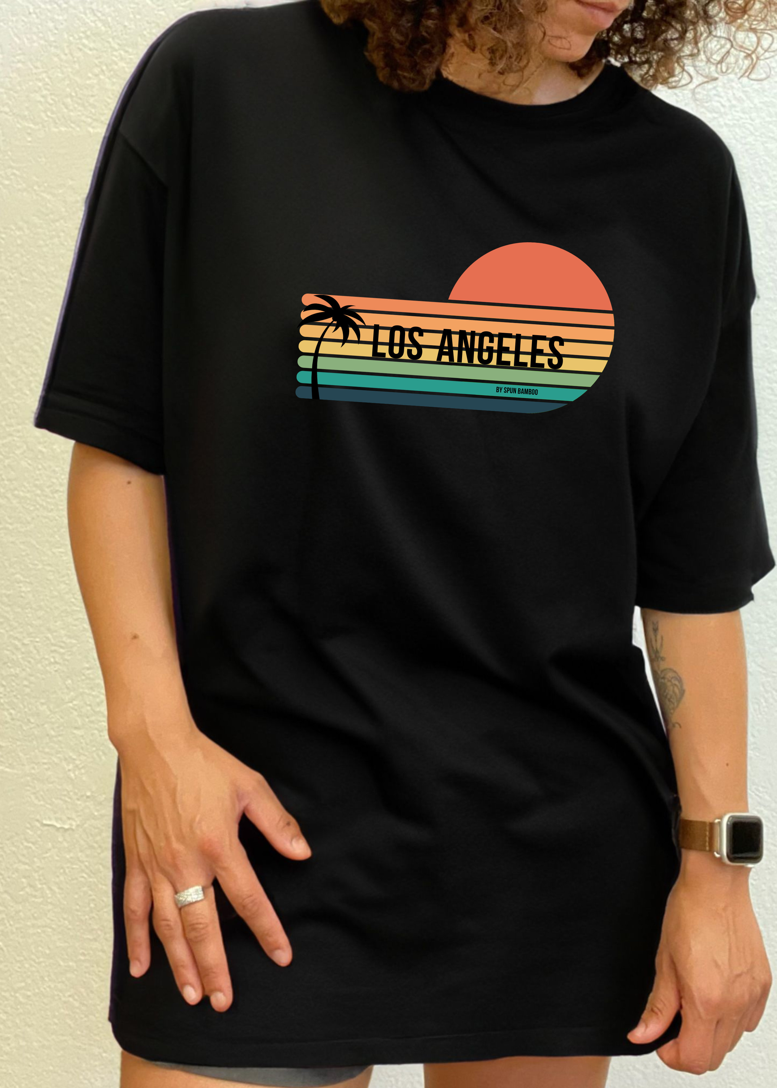 T-shirt unisexe à manches courtes à motif Los Angeles Spun Bamboo en viscose de bambou/coton biologique