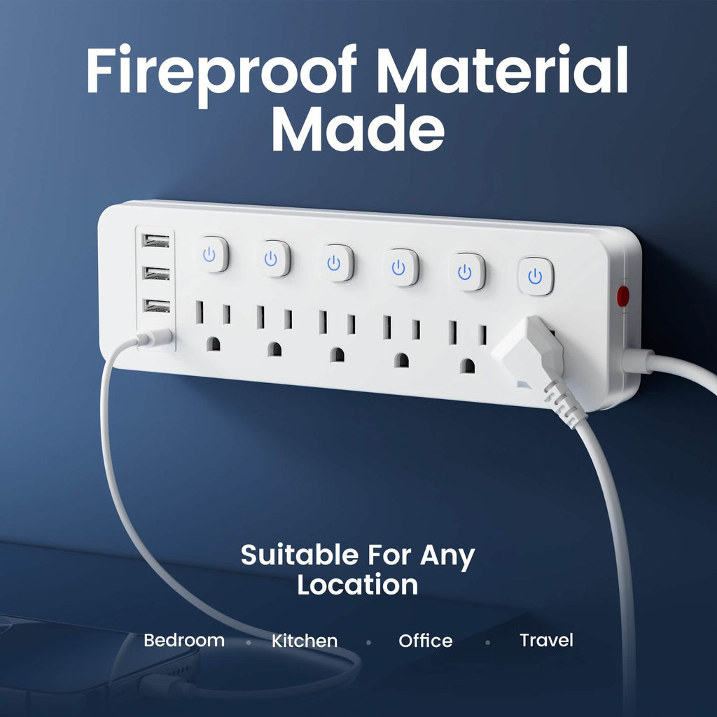 Multiprise 10-en-1 – 6 prises CA, 3 ports USB-A, 1 port Type-C