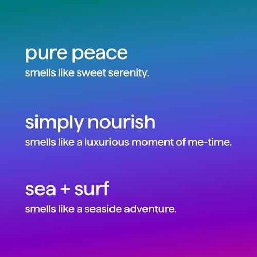 Coffret cadeau de gels douche Method, Pure Peace, Simply Nourish et Sea + Surf, flacons format voyage de 100 ml