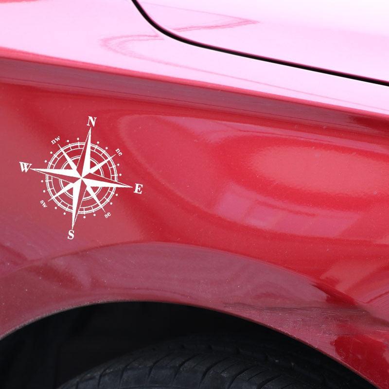 Autocollant vinyle motif boussole 15cm*15cm, décalcomanie vinyle boussole pour capot de voiture, portière latérale, graphiques boussole, autocollants de voiture étanches, autocollant bande vinyle, autocollants de voiture noir/argent