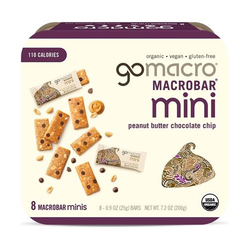 Mini-barres GoMacro biologiques aux pépites de chocolat et au beurre de cacahuète, paquet de 8, 204 g