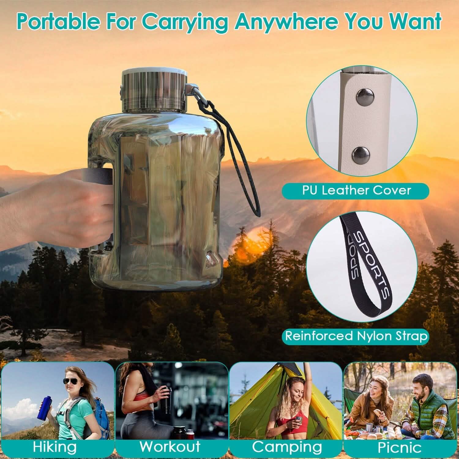 Bouteille d'eau à hydrogène portable rechargeable grande capacité 1,5 L – Électrolyse rapide en 6 minutes