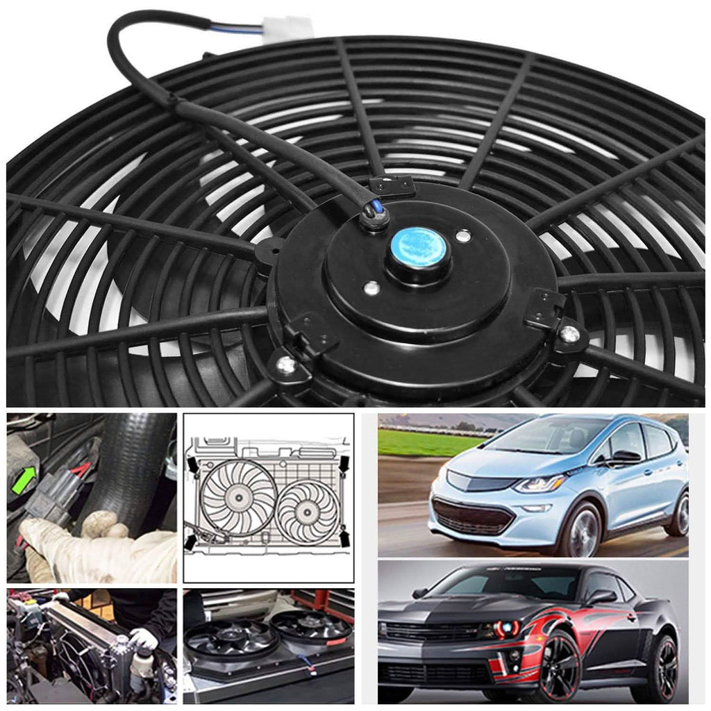 Ventilateur électrique de refroidissement de radiateur 16" 12V 120W 10 pales avec kit de thermostat de voiture