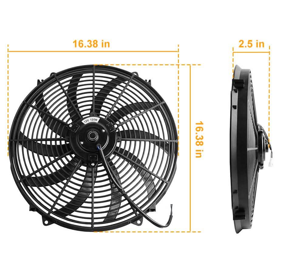 Ventilateur électrique de refroidissement de radiateur 16" 12V 120W 10 pales avec kit de thermostat de voiture