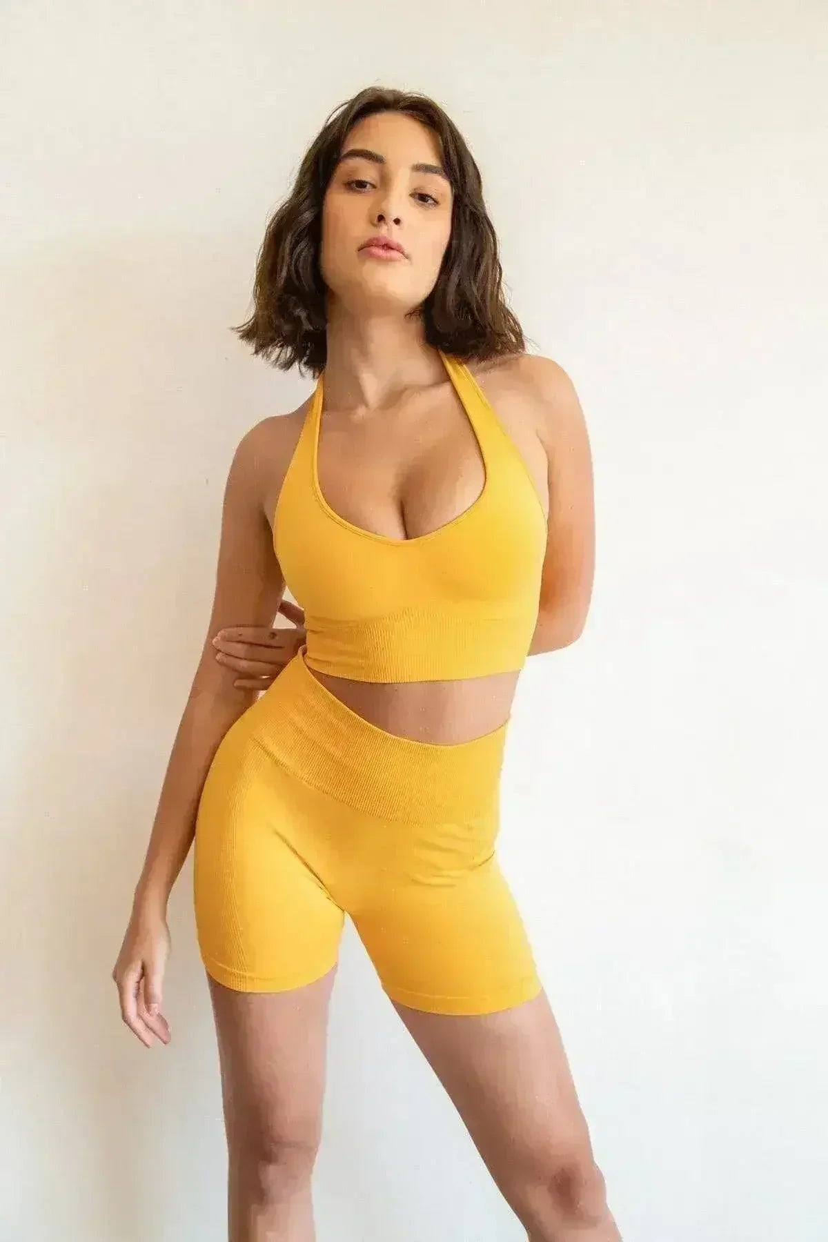Soutien-gorge de sport court sans couture dos nu - Vêtement de sport