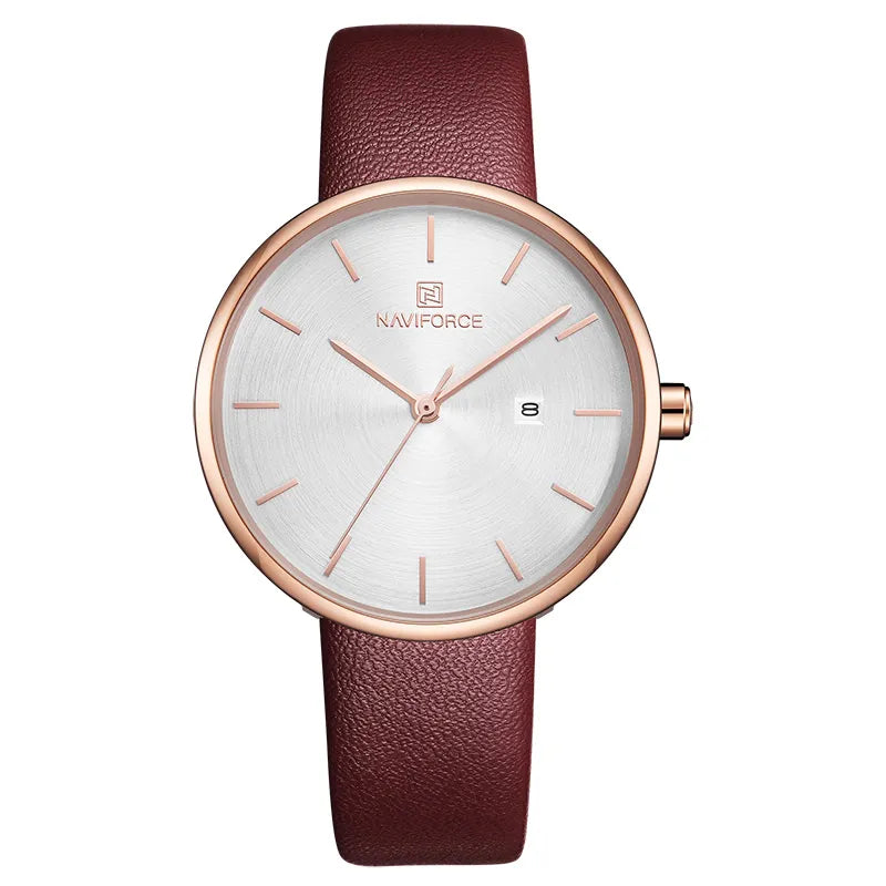 Montre de Luxe Femme avec Bracelets en Cuir Boîtier en Acier Brillant Verre Anti-rayures Design Unique Cadeau Parfait