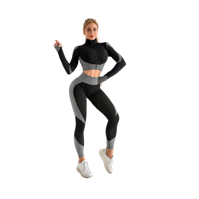 Ensemble de yoga sans couture 2 pièces zippé – Ensembles d'entraînement pour femmes