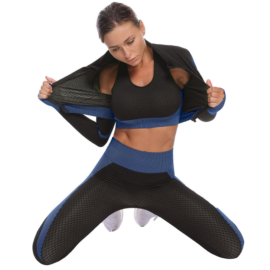 Ensemble de yoga sans couture 2 pièces zippé – Ensembles d'entraînement pour femmes