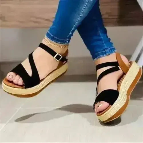 Sandales Romaines à Boucles Creuses - Chaussures Femme en PU | Femstylo