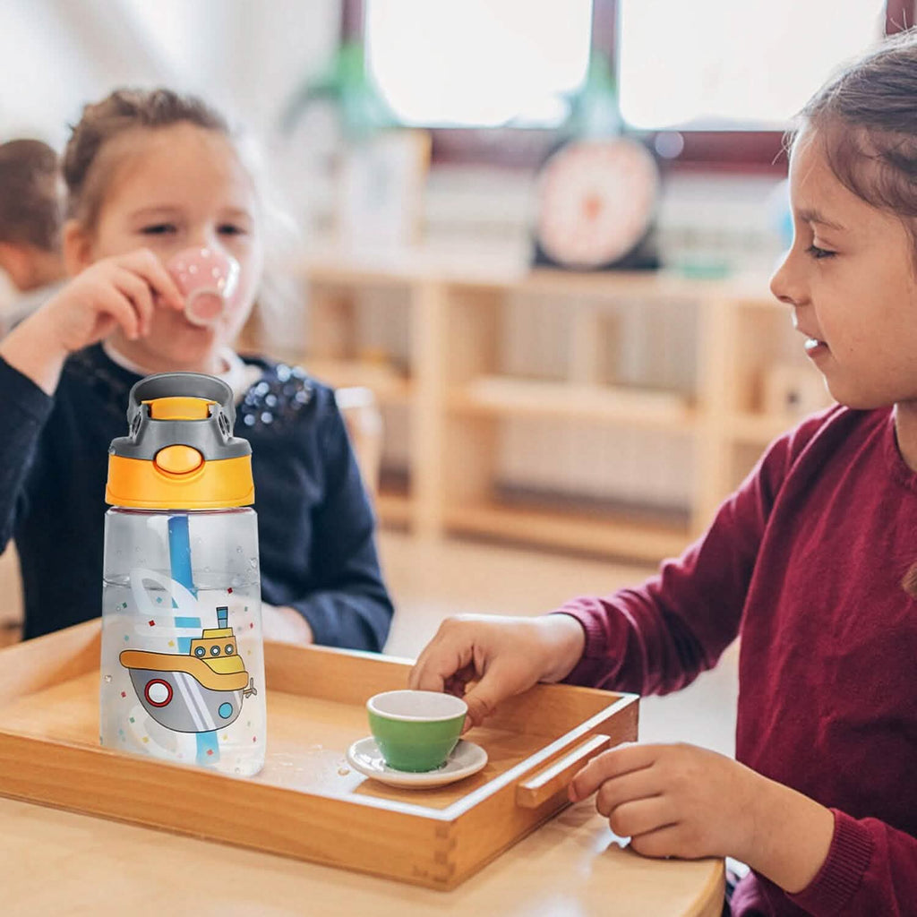 Bouteille d'eau pour enfants de 480 ml anti-fuite avec paille et bouton poussoir