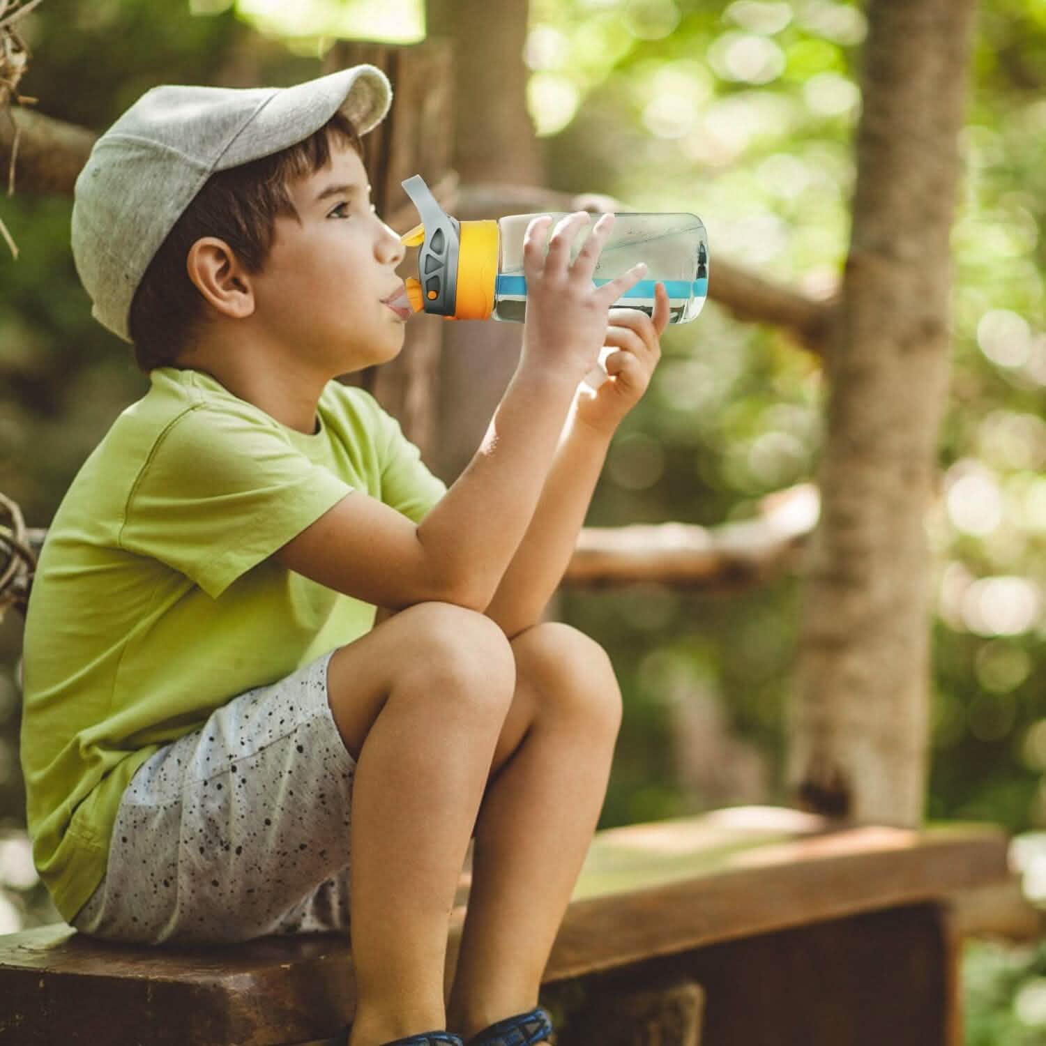 Bouteille d'eau pour enfants de 480 ml anti-fuite avec paille et bouton poussoir