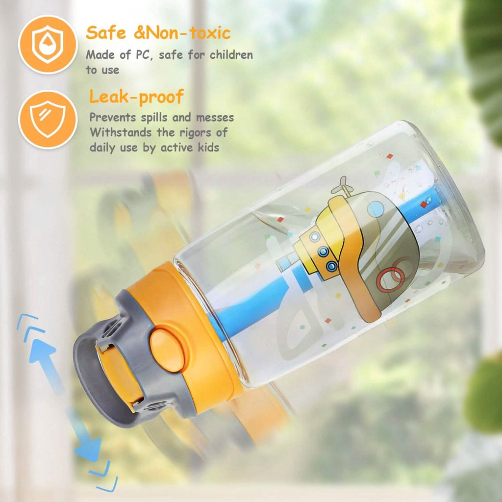 Bouteille d'eau pour enfants de 480 ml anti-fuite avec paille et bouton poussoir