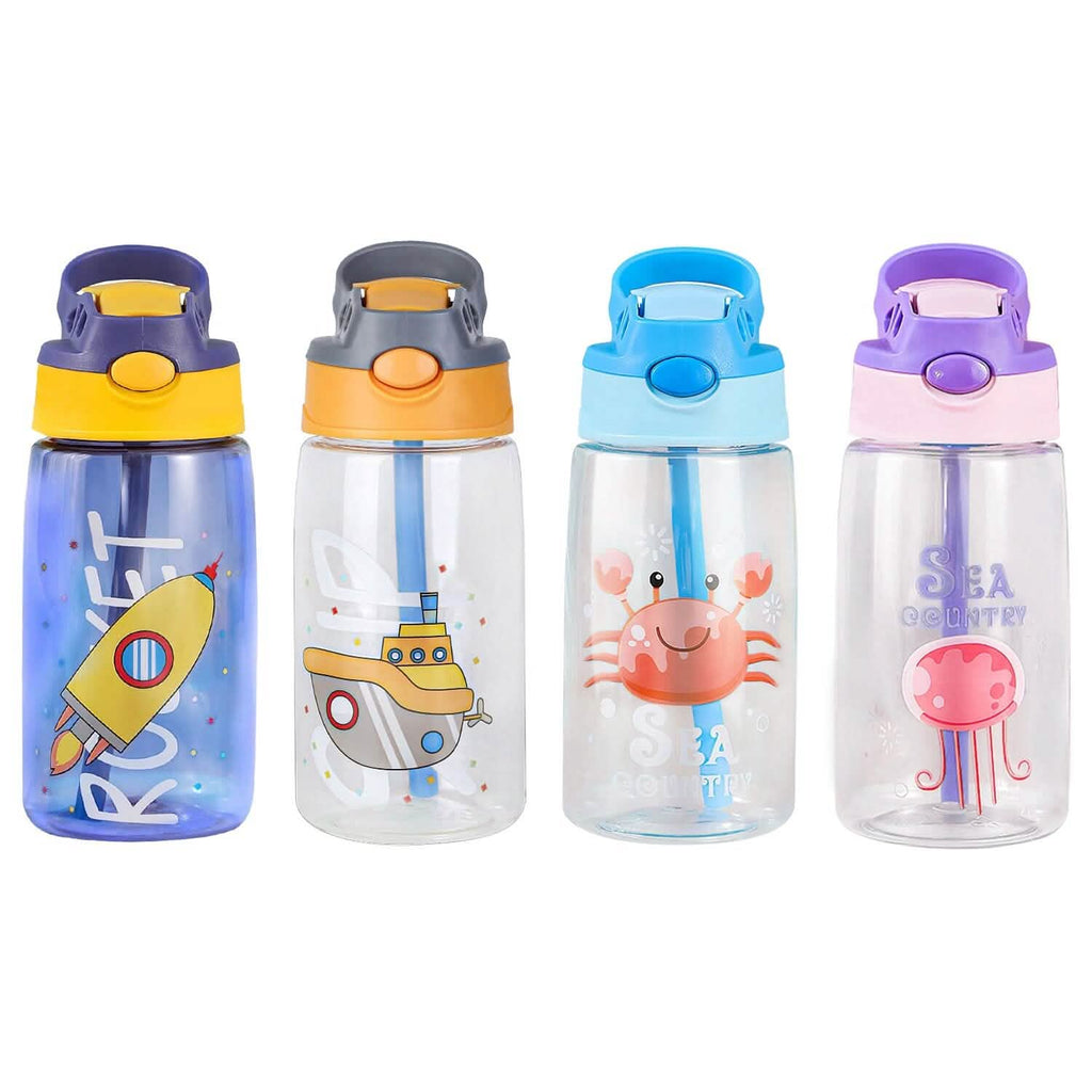 Bouteille d'eau pour enfants de 480 ml anti-fuite avec paille et bouton poussoir