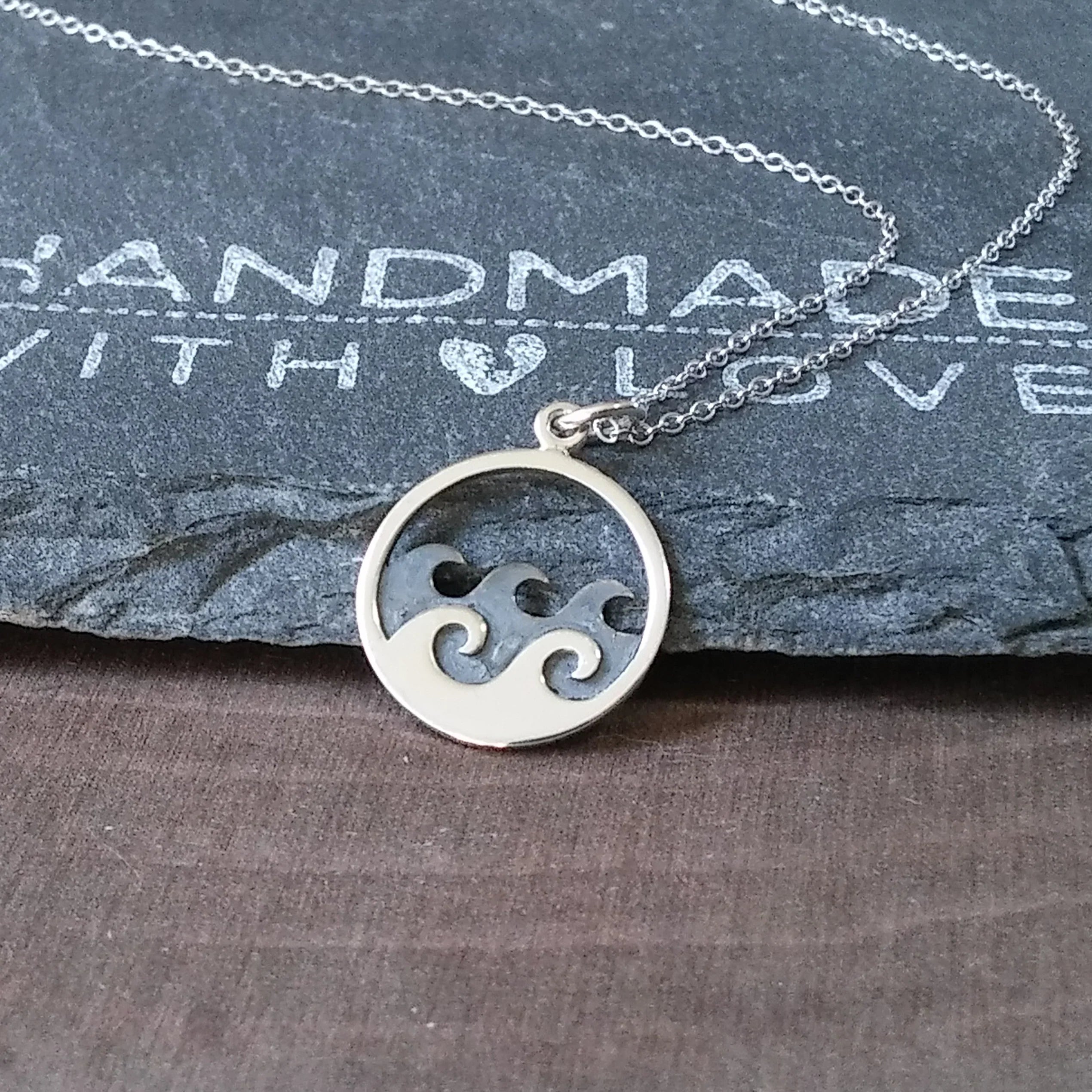 Ocean Waves Necklace – Sterling Silver Pendant on 18" Sterling Chain