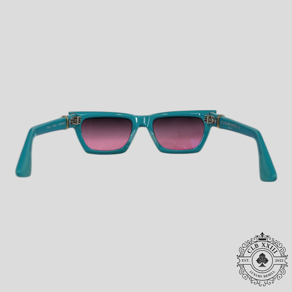 Lunettes Chrome Hearts Cliterally ornées de diamants en bleu/argent