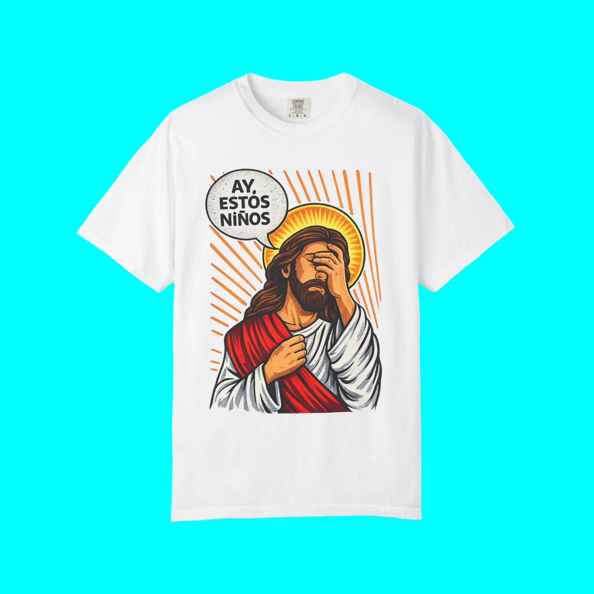 T-shirt "AY, ESTOS Niños" Jésus-Christ | Cadeau de Fête des Pères latino | Coton épais