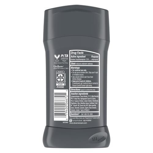Dove Men+Care Anti-Transpirant en bâton Extra Fresh pour homme – Protection 72 heures contre la sueur et les odeurs, avec 1/4 de crème hydratante et parfum d'agrumes longue durée, 76 g