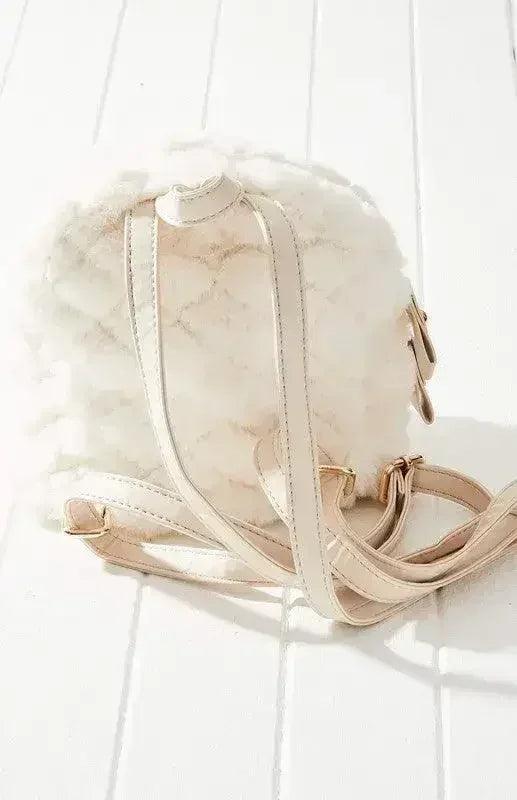 Mini sac à dos en fausse fourrure végétalienne - Sac écologique matelassé | Femstylo