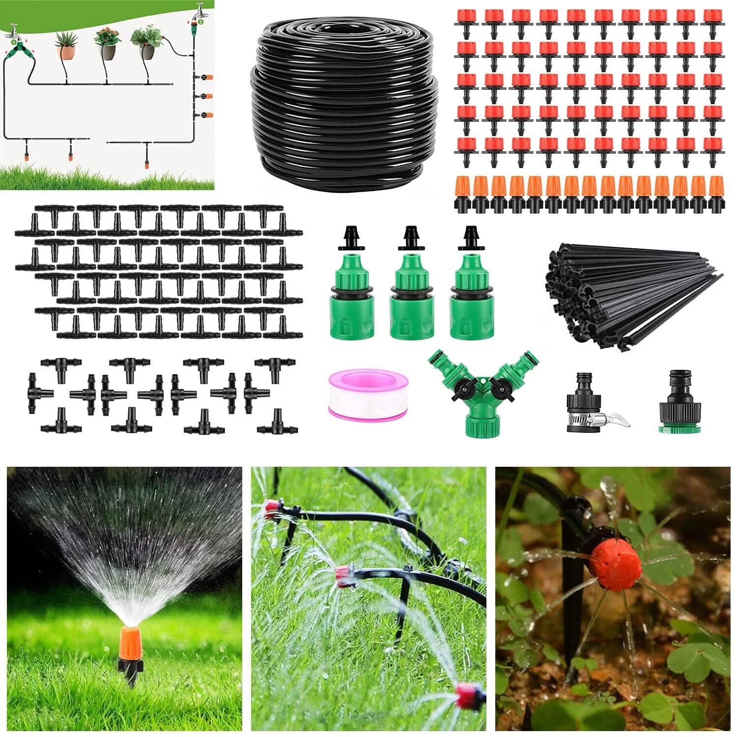 Kit d'irrigation goutte-à-goutte de 50 m Système d'arrosage automatique pour jardin