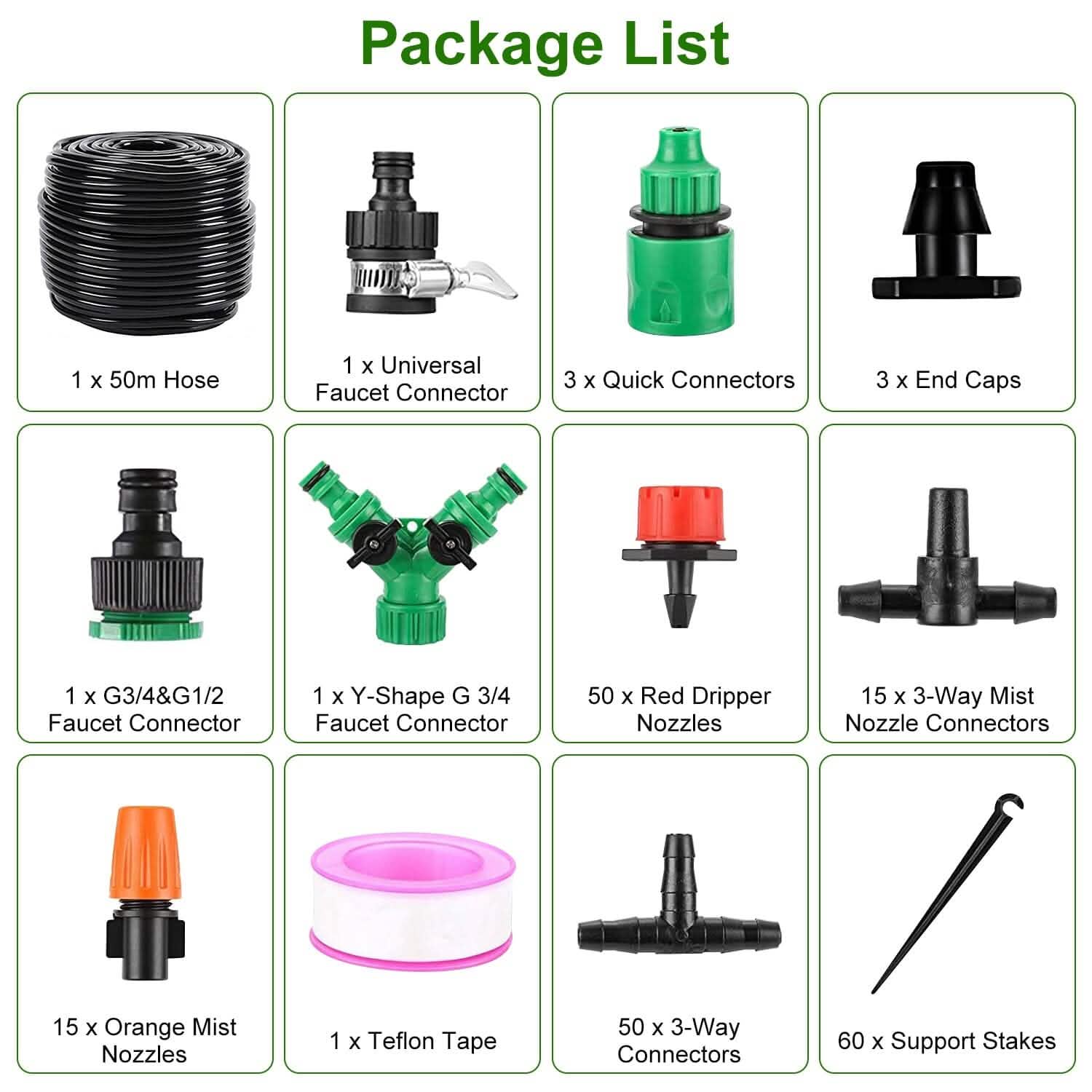 Kit d'irrigation goutte-à-goutte de 50 m Système d'arrosage automatique pour jardin