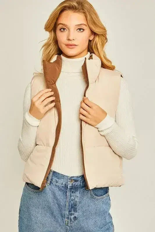 Gilet réversible uni tissé