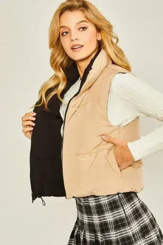 Gilet réversible uni tissé