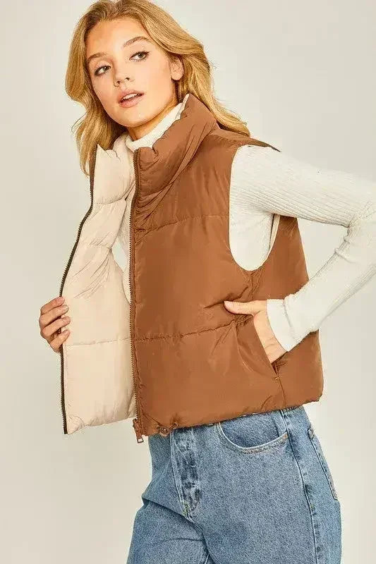 Gilet réversible uni tissé